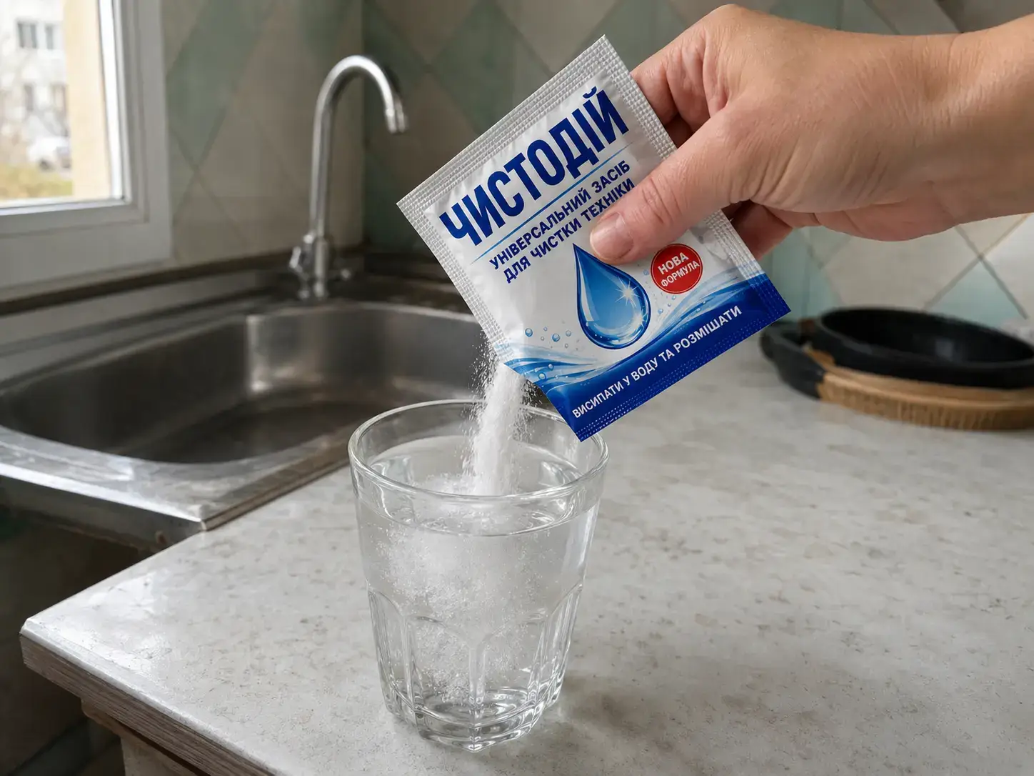 Крок 1 — висипати саше у воду
