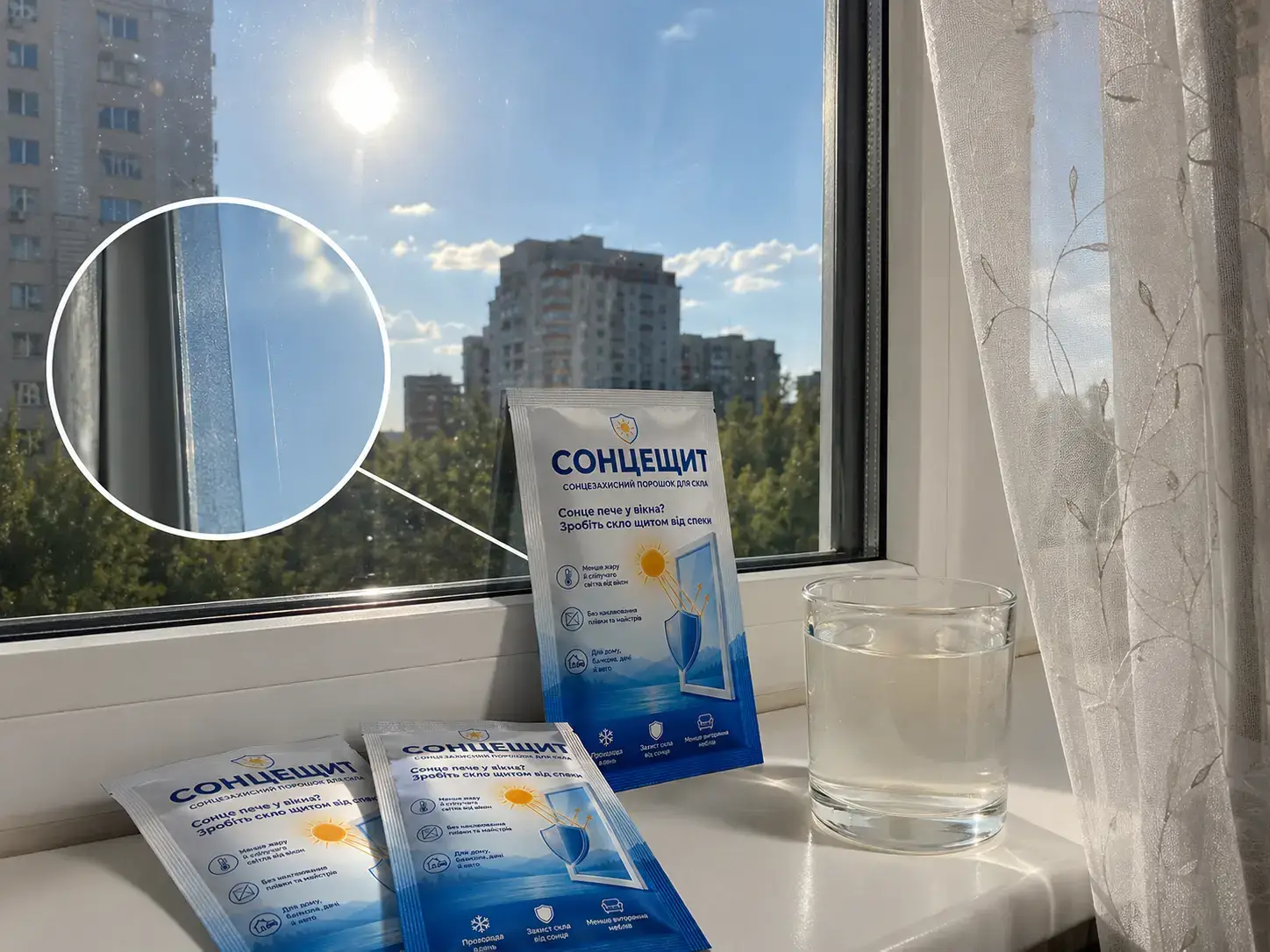 СОНЦЕЩИТ — сонцезахисний порошок для скла